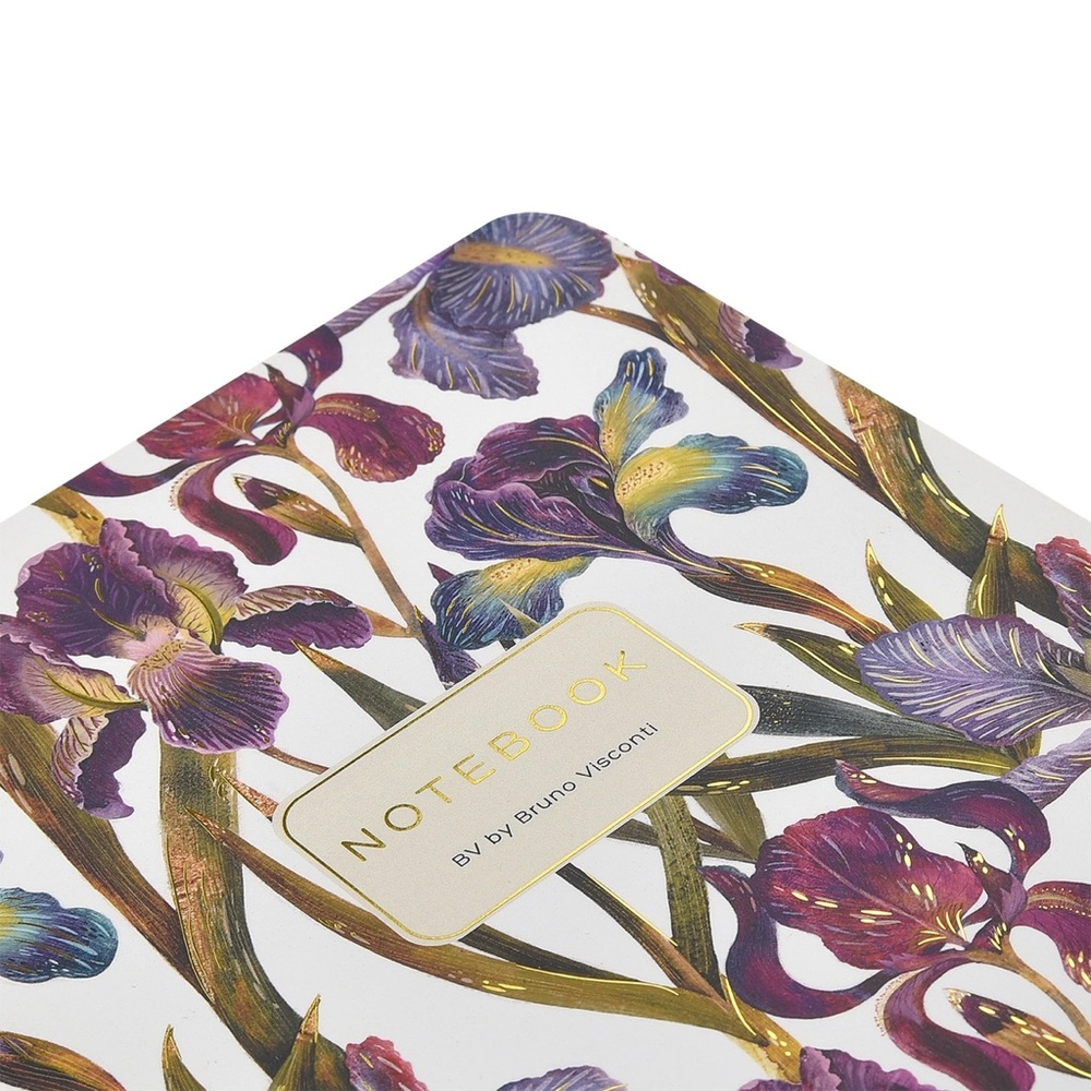 BV by Bruno Visconti Soft Touch A5 Notebook - Purple Irises - perfect gift